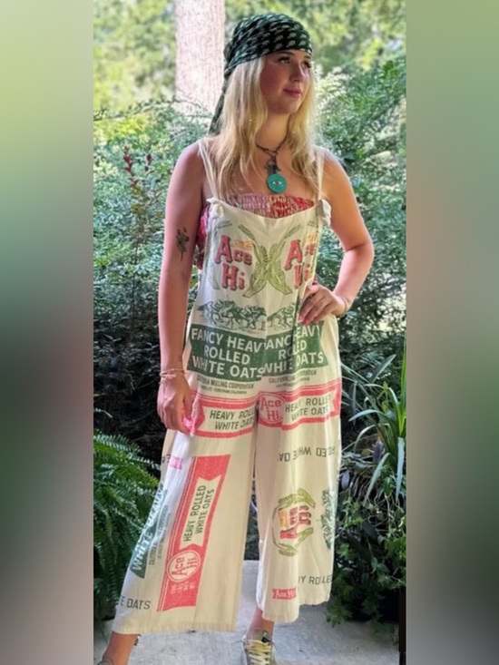 Jaded Gypsy Pants - Jaded Gypsy market fresh, flower sack overalls, Wide-Leg Jumpsuit
